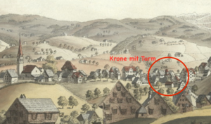 Dorfansicht mit Krone ca 1795.png